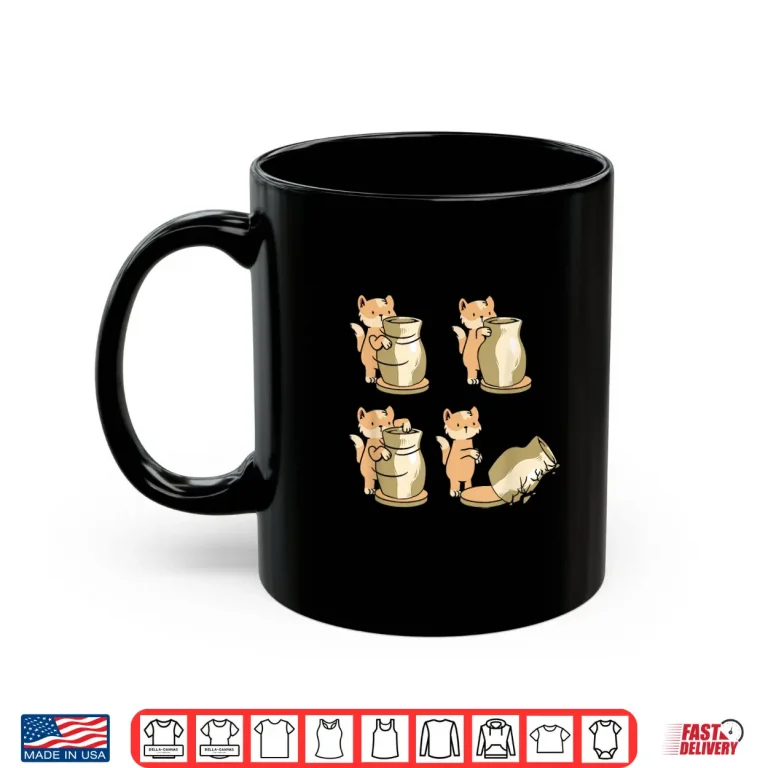 Mug Cat At Wheel Ceramics Sculpting Clay Pottery Funny Humor Shirt