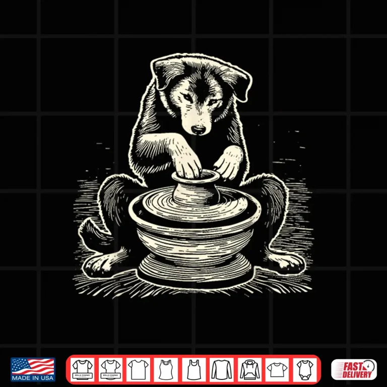 Design Dog At Wheel Retro Pottery Wheel Throwing Ceramic Artist Shirt