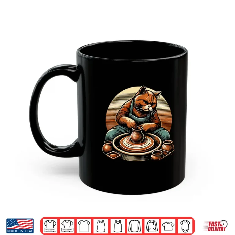 Mug Cat Graphic Pottery Ceramics Clay Potter Kiln Pot Making Shirt