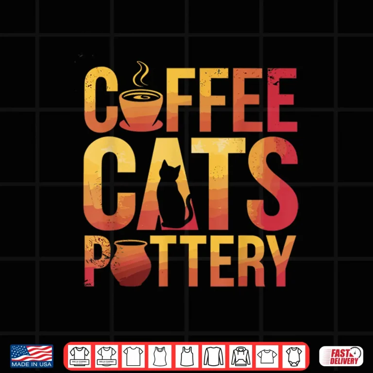 Design Coffee Cats Funny Pottery Animal Lover Modern Graphic Shirt