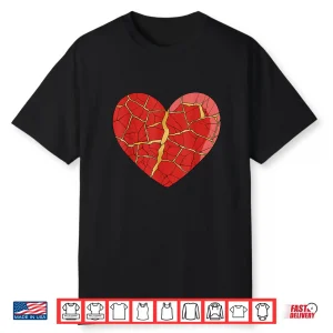 Professional Minimalist Kintsugi Heart Kintsukuroi Modern Graphic Shirt