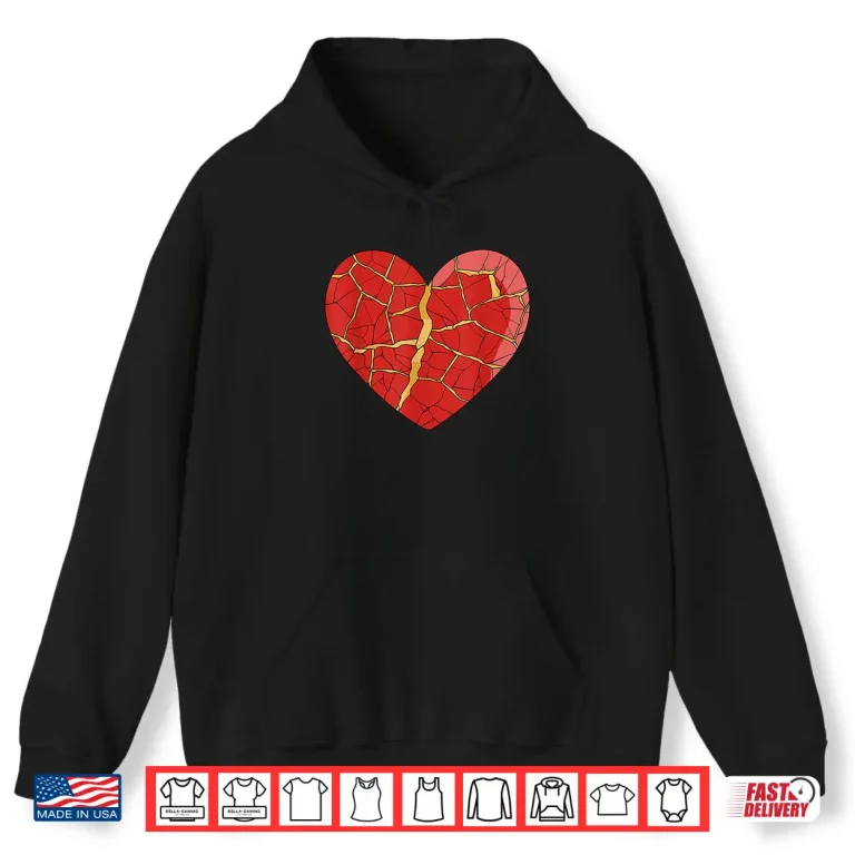 Hoodie Professional Minimalist Kintsugi Heart Kintsukuroi Modern Graphic Shirt