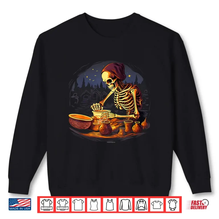 Sweatshirt Spooky Skeleton Halloween Clay Pottery Maker Holiday Graphic Shirt