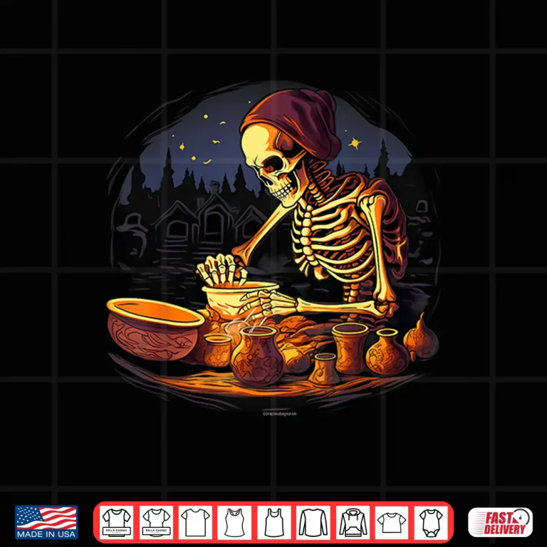 Design Spooky Skeleton Halloween Clay Pottery Maker Holiday Graphic Shirt