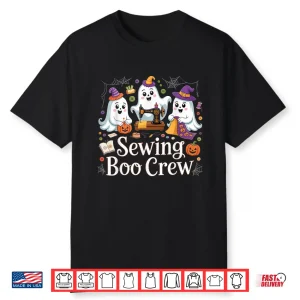 Boo Crew Halloween Costume Sewing Pumpkin Holiday Graphic Shirt