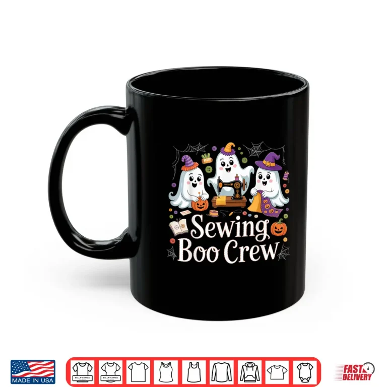 Mug Boo Crew Halloween Costume Sewing Pumpkin Holiday Graphic Shirt