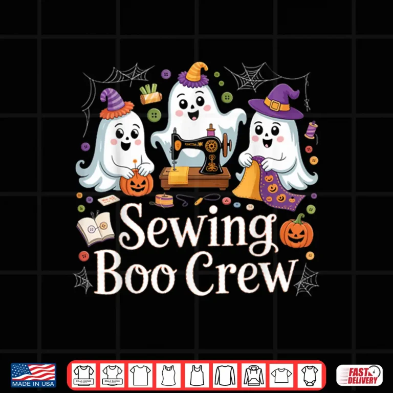 Design Boo Crew Halloween Costume Sewing Pumpkin Holiday Graphic Shirt