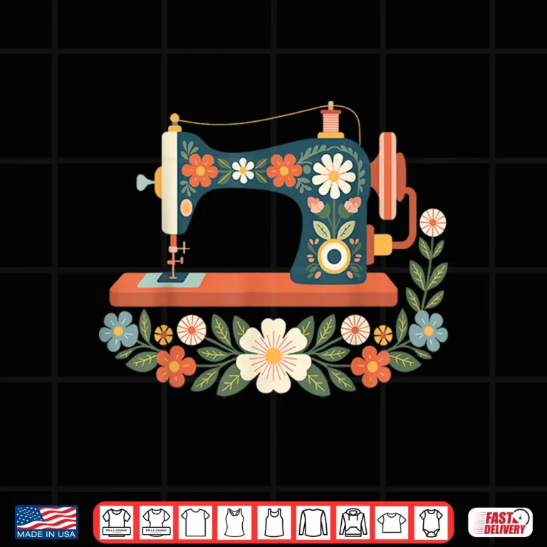 Design Floral Machine Graphic Retro Floral Sewing Machine Flowers Shirt
