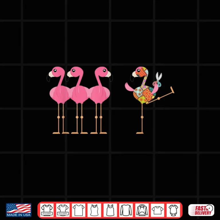 Design Loves Sewing Machine Quilting Flamingo Professional Modern Graphic Shirt