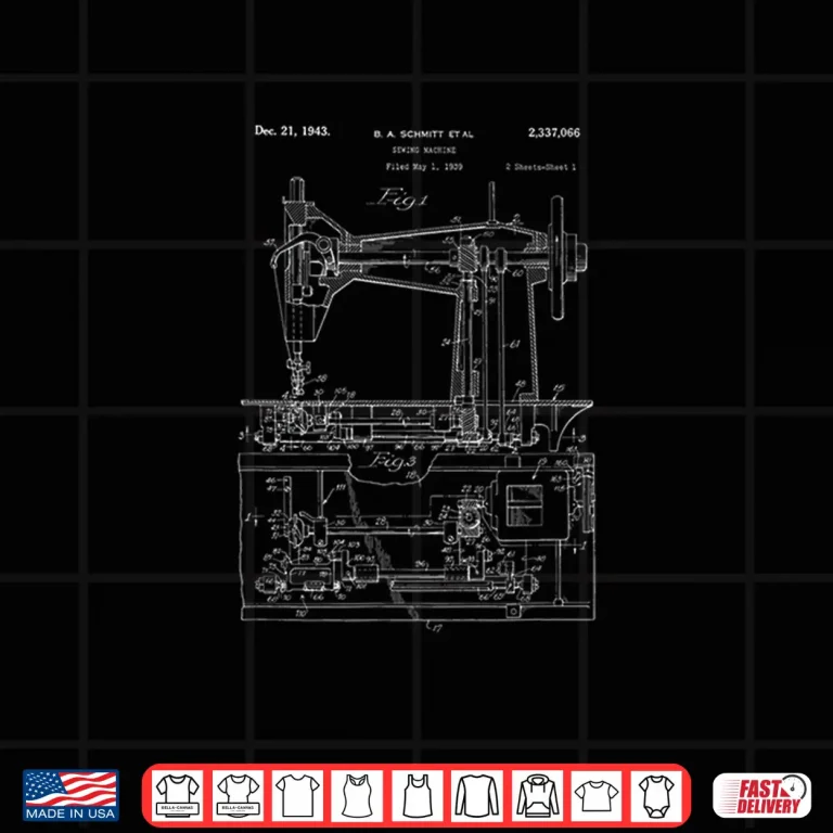 Design Nineteen Forty Three Patent Print Sewing Machine Seamstress Gift Shirt