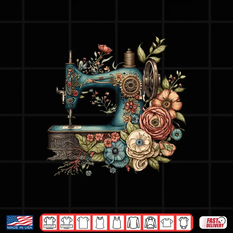 Design Flower Seamstress Floral Sewing Machine Professional Graphic Apparel Shirt