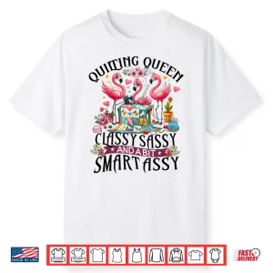 Professional Queen Design Funny Quilting Flamingo Sewing Sewer Shirt