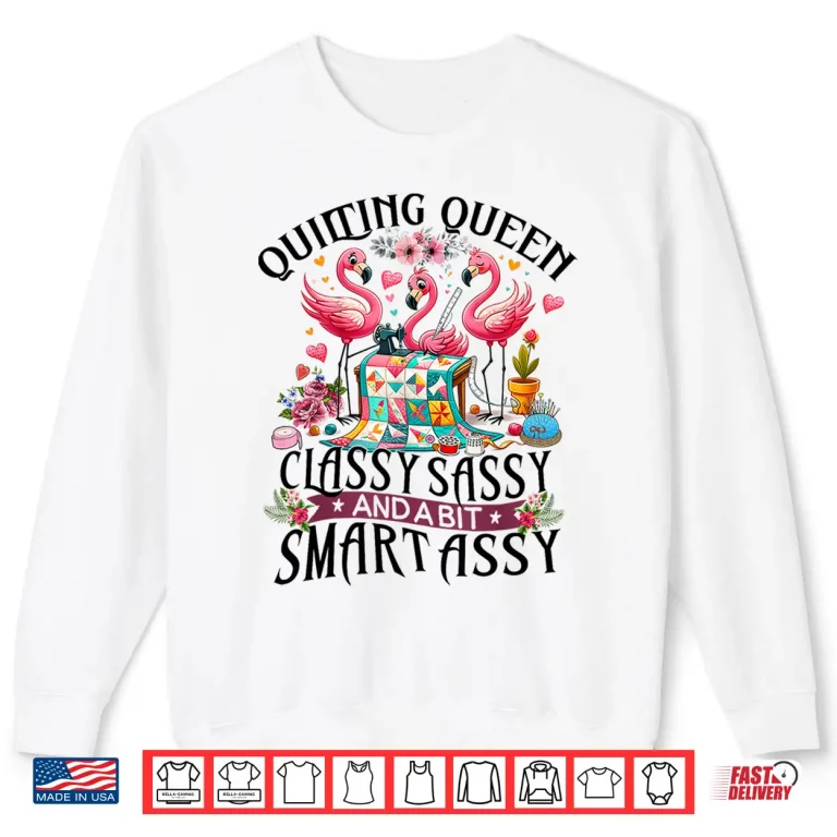 Sweatshirt Professional Queen Design Funny Quilting Flamingo Sewing Sewer Shirt