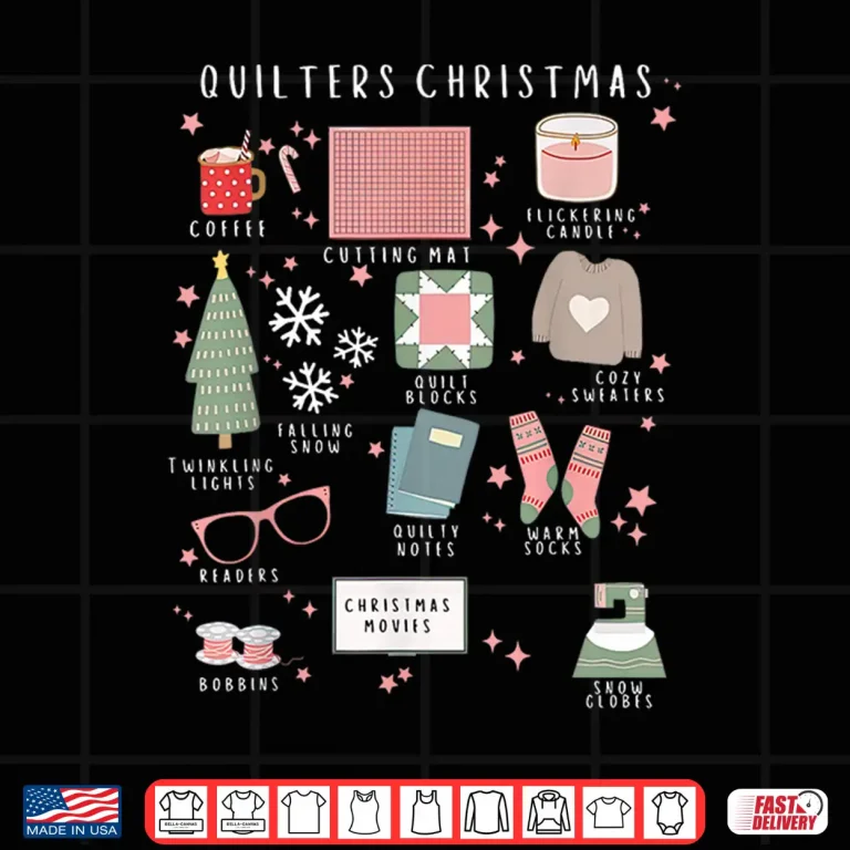 Design Xmas Pajama Holiday Christmas Quilter Quilting Sewing Quilt Retreat Shirt