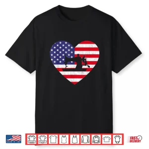 American Flag Heart Usa Patriotic Sewing Fourth Of July Graphic Shirt