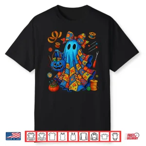 Boo Ghost Patchwork Halloween Quilter Quilting Sewing Graphic Shirt