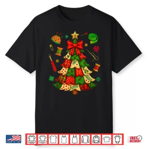 Christmas Tree Patchwork Quilting Quilter Sewing Holiday Graphic Shirt