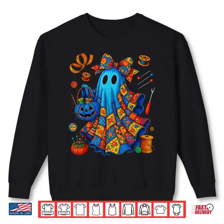Sweatshirt Boo Ghost Patchwork Halloween Quilter Quilting Sewing Graphic Shirt