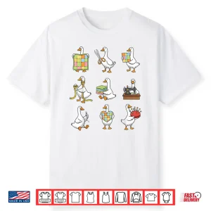 Patchwork Silly Goose Quilting Lover Quilter Sewing Machine Shirt