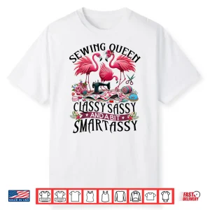 Professional Queen Design Sewing Machine Flowery Flamingo Graphic Shirt