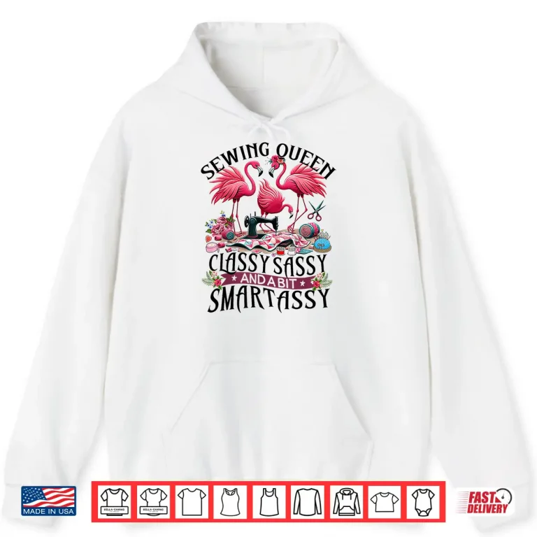 Hoodie Professional Queen Design Sewing Machine Flowery Flamingo Graphic Shirt