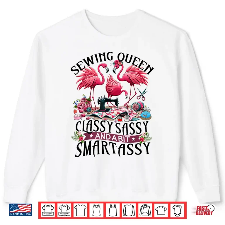 Sweatshirt Professional Queen Design Sewing Machine Flowery Flamingo Graphic Shirt