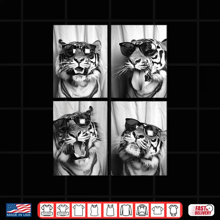 Design Cool Feline Animals Cute Tigers With Sunglasses Photo Booth Shirt
