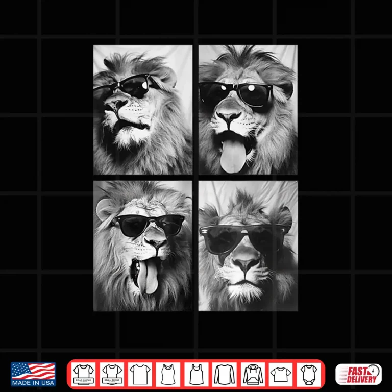 Design Cool Lion Animals Cute Lions With Sunglasses Photo Booth Shirt