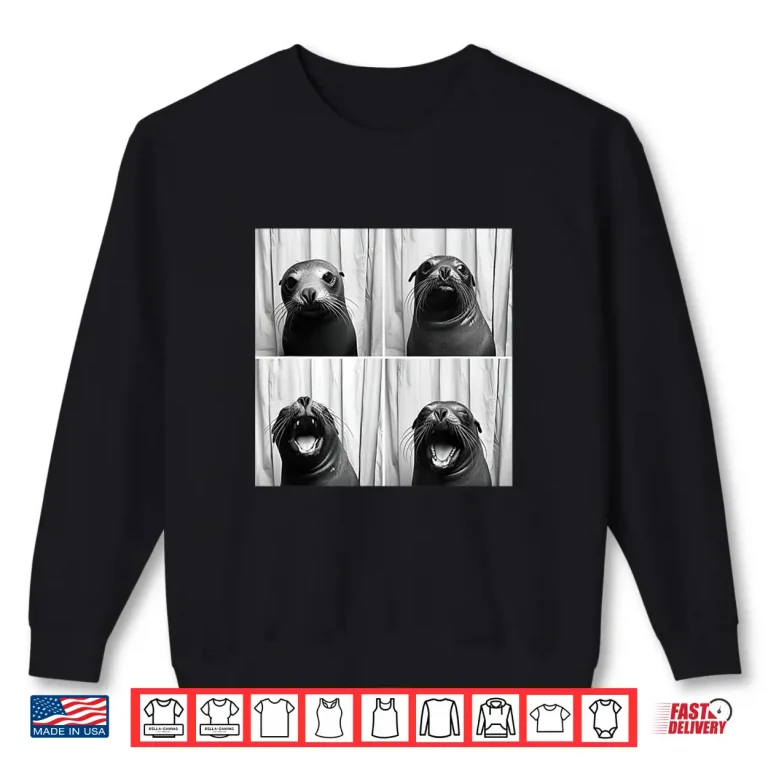 Sweatshirt Unique Funny Sea Ocean Laughing Seal Face Animal Photobooth Shirt