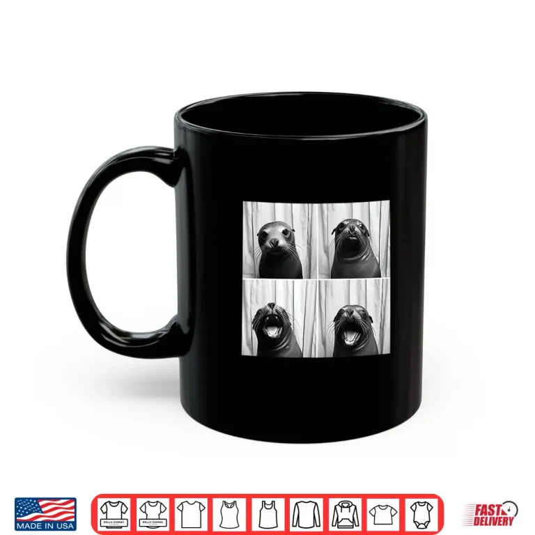 Mug Unique Funny Sea Ocean Laughing Seal Face Animal Photobooth Shirt