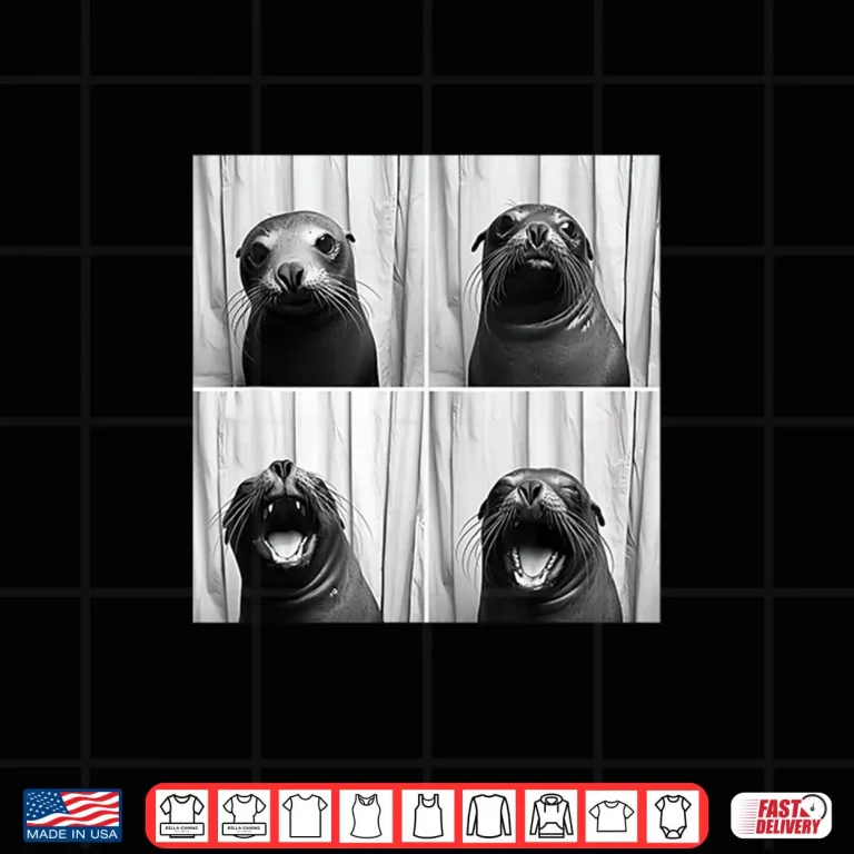 Design Unique Funny Sea Ocean Laughing Seal Face Animal Photobooth Shirt