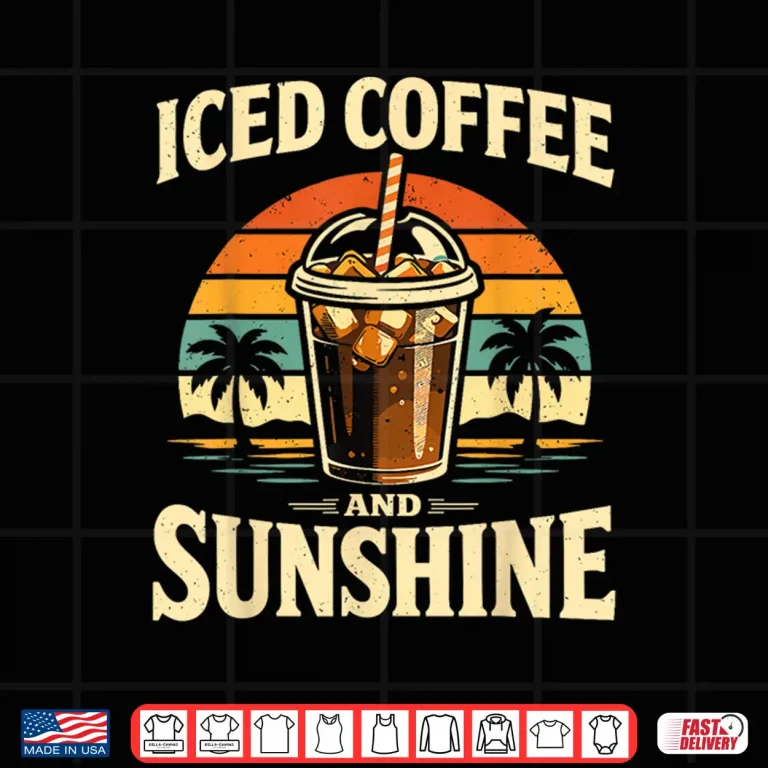 Design Iced Coffee and Sunshine Retro Summer Beach Vacation Shirt