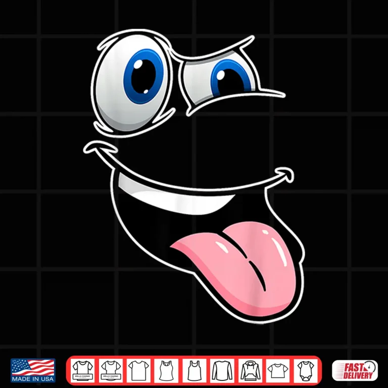 Design Hilarious Cartoon Face Funny Crazy Eyes and Tongue Out Humor Shirt