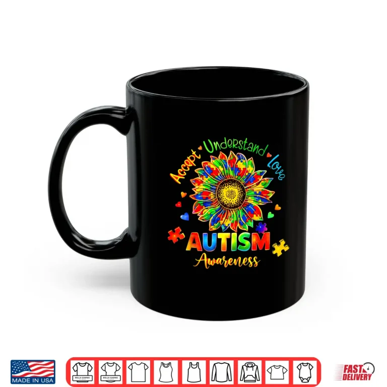 Mug Accept Understand Love Autism Awareness Sunflower Puzzle Graphic Shirt