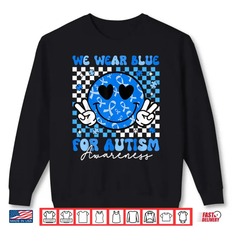 Sweatshirt Groovy Hippie Smile Autism Awareness Modern Graphic Apparel Shirt