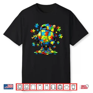 Ice Cream Drip Autism Awareness Baseball Kids Modern Shirt