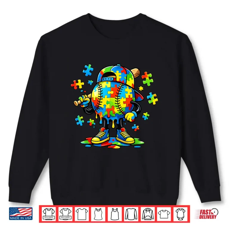 Sweatshirt Ice Cream Drip Autism Awareness Baseball Kids Modern Shirt