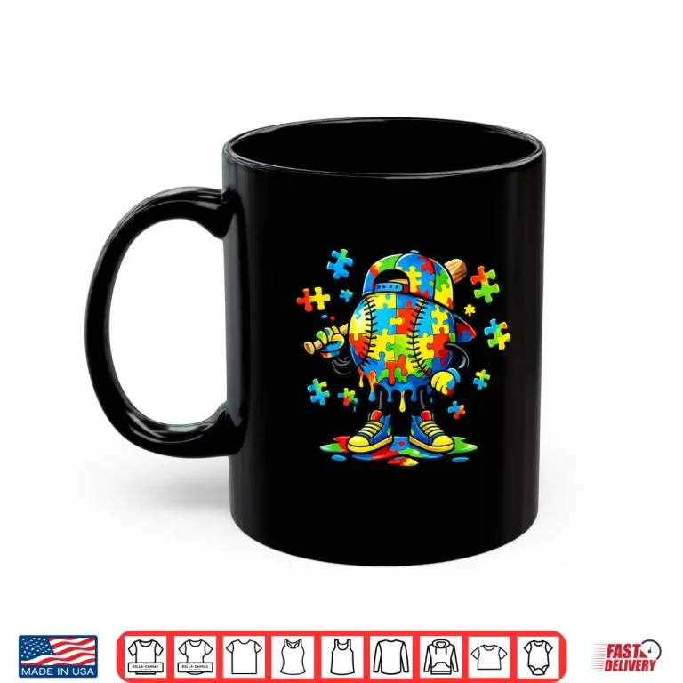 Mug Ice Cream Drip Autism Awareness Baseball Kids Modern Shirt