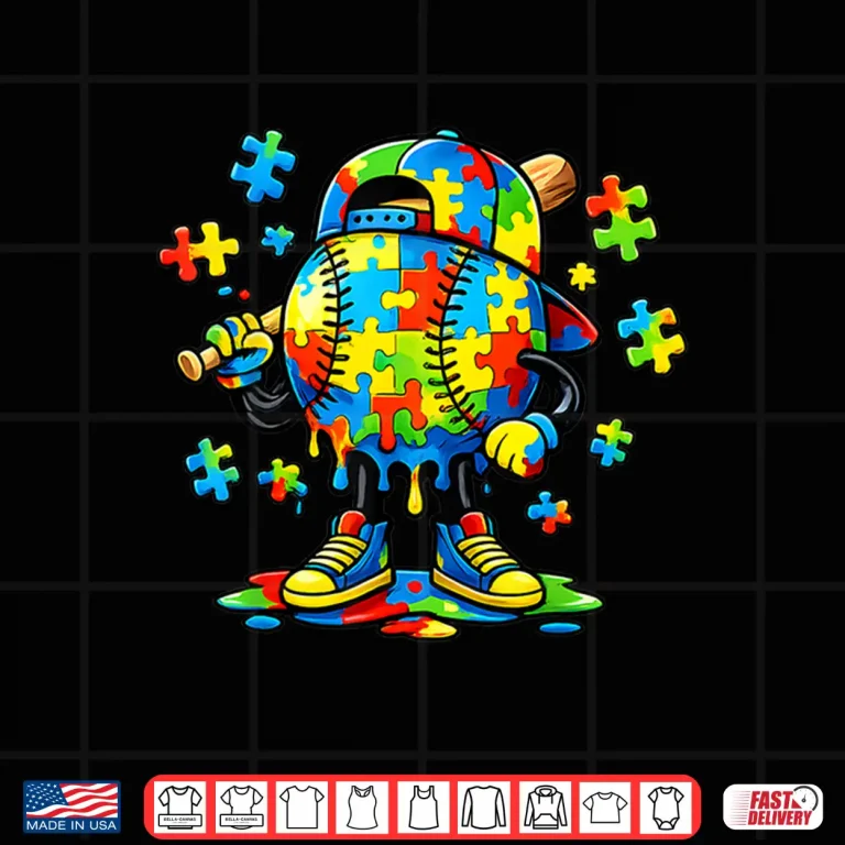 Design Ice Cream Drip Autism Awareness Baseball Kids Modern Shirt