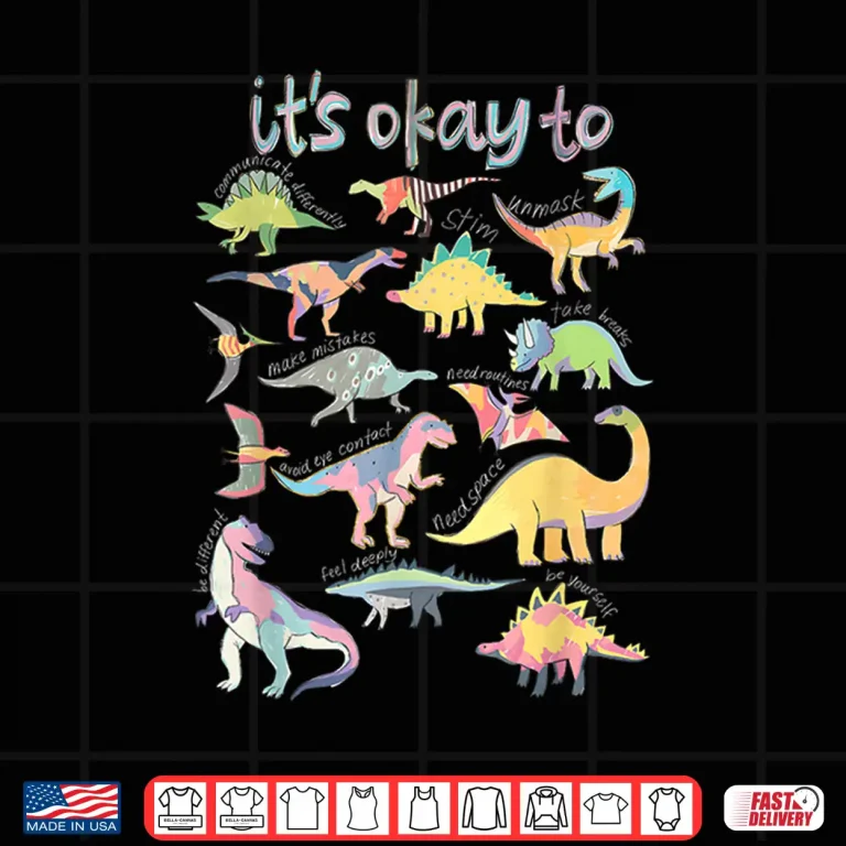 Design Its Okay To Be Different Autism Awareness Funny Dinosaur Shirt