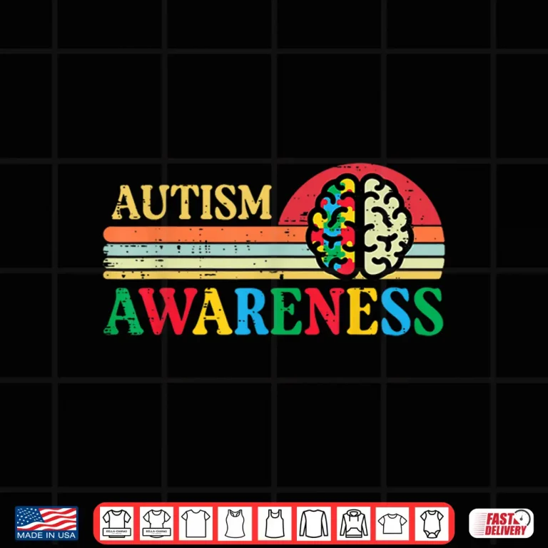 Design Brain Puzzle Retro Autism Awareness ASD Modern Graphic Shirt
