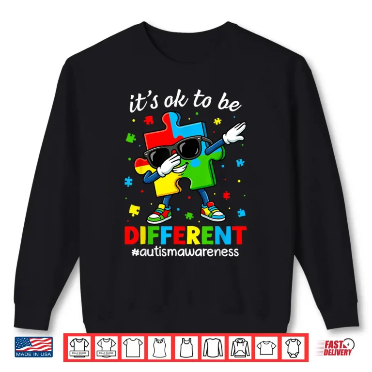 Sweatshirt Dabbing Puzzle Piece Blue Autism Awareness Professional Humor Shirt