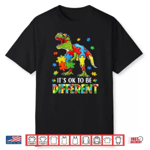 Its Ok To Be Different Dinosaur Autism Awareness Modern Shirt