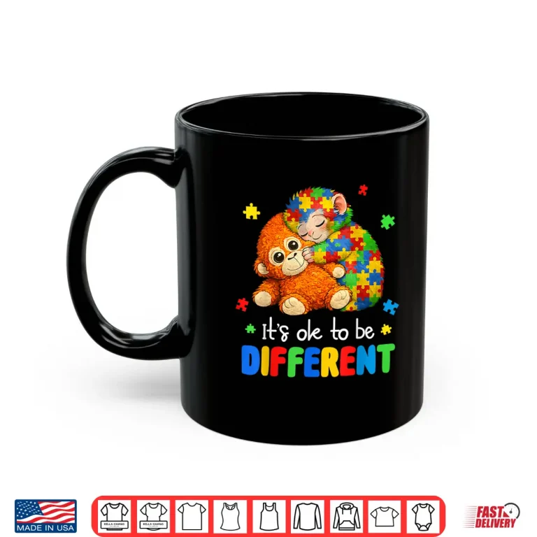 Mug Its Ok To Be Different Autism Awareness Baby Monkey Punch Shirt