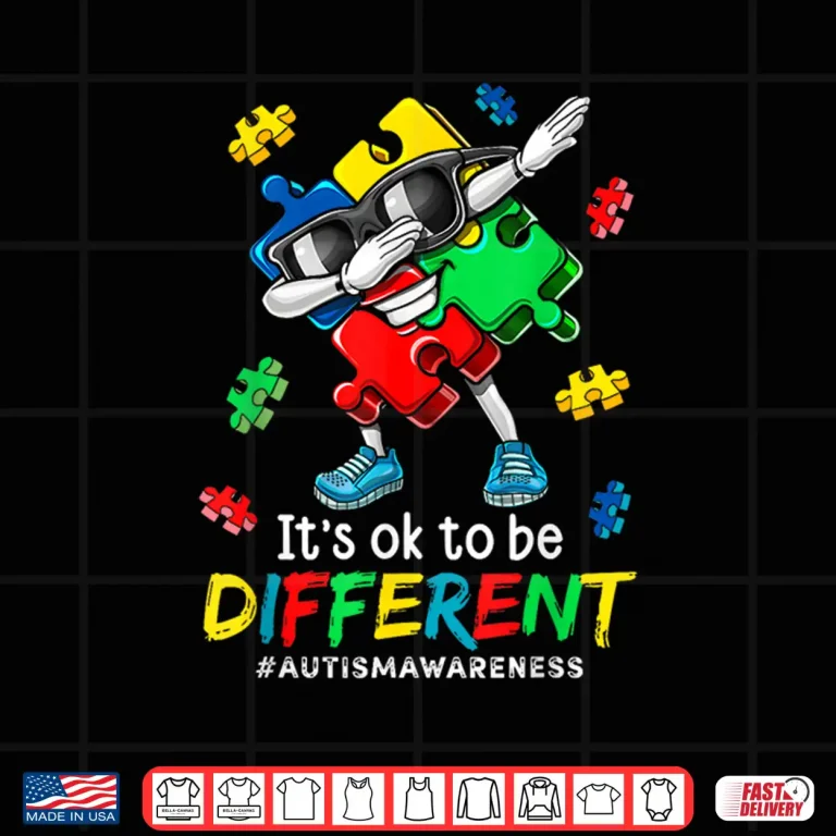 Design Its OK To Be Different Dabbing Puzzle Autism Awareness Shirt