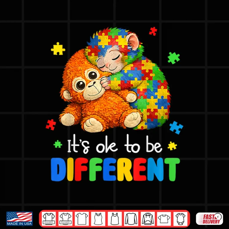Design Its Ok To Be Different Autism Awareness Baby Monkey Punch Shirt
