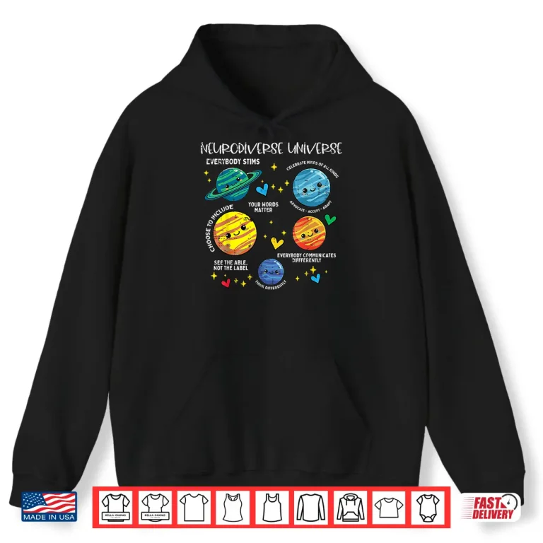 Hoodie Neurodiverse Universe Autism Planet Awareness Modern Graphic Shirt