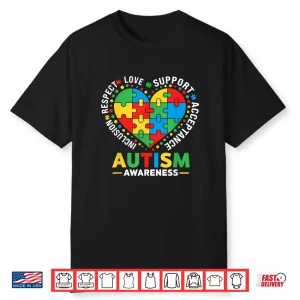 Professional Minimalist Blue Autism Puzzle Modern Graphic Shirt