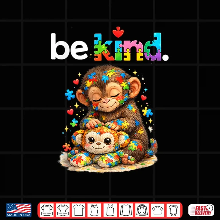 Design Punch Monkey Colorful Puzzle Autism Awareness Modern Humor Shirt
