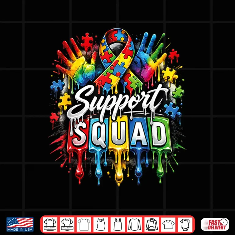 Design Support Squad Family Ice Cream Drip Autism Awareness Shirt